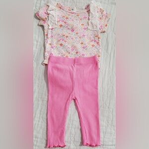 Floral Top and Pink Leggings Set